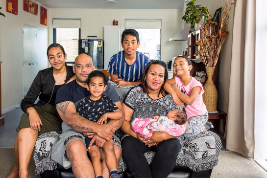 Family on couch banner