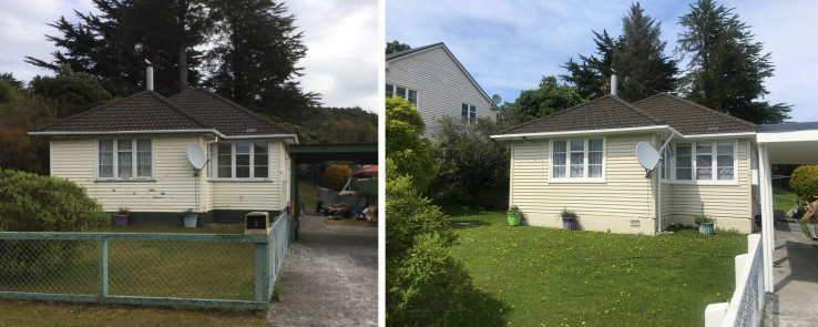 House paint before and after 2 Left: Before painting. Right: After painting