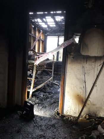 Fire damaged house