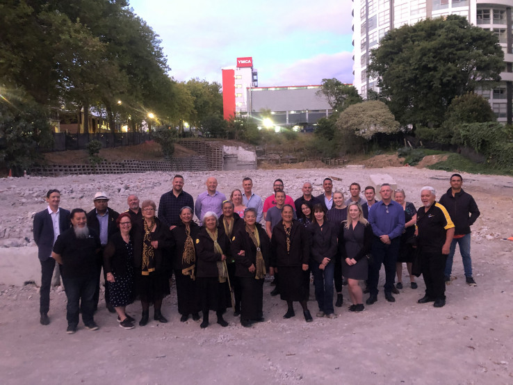Greys Ave blessing On-site at 139 Greys Ave in central Auckland celebrating a successful pre construction dawn blessing between Ngāti Whātua Ōrākei, Kāinga Ora and our partners.