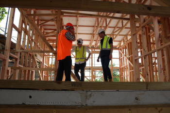Cassette flooring, pictured here, is saving time on Kāinga Ora builds while providing better sound proofing for residents.
